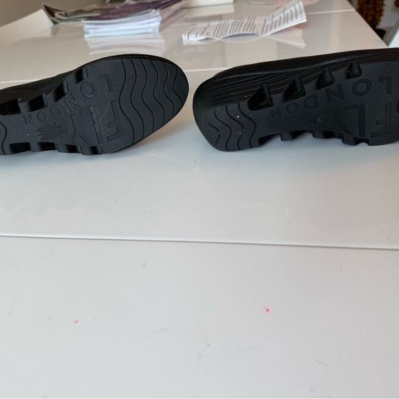 Fly London Black Leather Slip-On Shoes - Picture 3 of 3